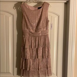 Elegant Pink Sleeveless Tiered Dress